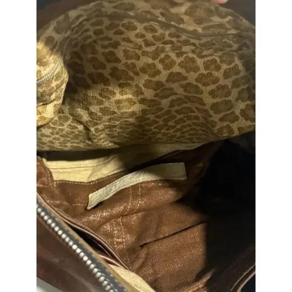 VTG GENUINE LEATHER ROUGH AND TUMBLE NATASHA DURHAM SHOULDER BAG BROWN CHEETAH - Picture 5 of 9